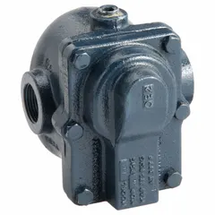 Cast iron in-line float and thermostatic steam trap with stainless steel float. Designed for horizontal installation. Used to automatically drain condensate from steam lines while preventing steam loss in industrial heating systems, process steam mains, and heat exchangers.