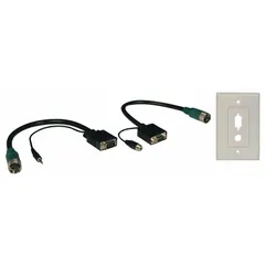 This trunk cable adapter features a VGA male connector on one end and a VGA female connector on the other, allowing extension or connection of VGA cables in analog and digital video setups. Suitable for use with monitors, projectors, and other display equipment.