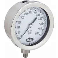 DURO Industrial Pressure Gauge: 0 psi to 600 psi, White, 4 1/2 in Dial, 1/4 in NPT Male, Bottom, 20 (MPN 4.2071113E7)