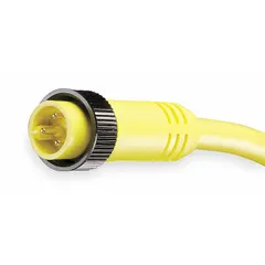 Single-ended cordset with a yellow PVC jacket for flexing applications. Features a 7/8"-16 male straight connector to bare wire, 3 pins, 6 ft cable length, 16 AWG wire size, and a maximum current of 13 A. Rated IP67 and NEMA 6P for dust and water resistance. Suitable for power and signal connections in industrial automation and control systems.