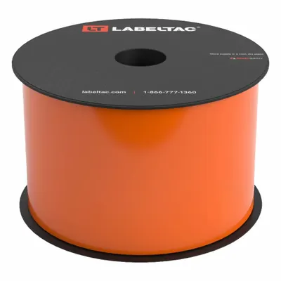 CREATIVE SAFETY SUPPLY LabelTac Pro Model High Temp Supply: 3 in x 100 ft, Vinyl, Orange (Gloss) - LabelTac Thermal Transfer Continuous Label Rolls