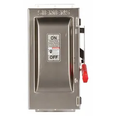 Fusible safety switch rated 30 A, single phase, 600V AC. Housed in a 304 stainless steel enclosure for corrosion resistance. Suitable for indoor and outdoor use as a visible disconnect means for electrical circuits.