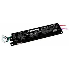 Constant voltage LED driver with 60W max power, 110-277V AC input, and 24V DC output. Features 0-10V dimming and 0-2500mA output current range. Suitable for powering LED lighting systems requiring stable 24V DC, such as signage, under-cabinet lighting, and linear LED strips.