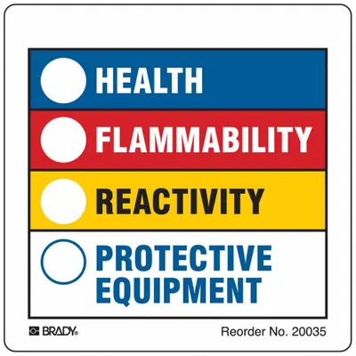 BRADY HMIG Label: 3 7/8 in Ht, 3 7/8 in Wd, Polyester, Adhesive, 3 7/8 in x 3 7/8 in - Safety