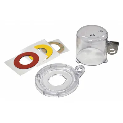 CONDOR Push Button Lockout: For 0.89 in Max Button Dia, Clear - Removable-Cover Push-Button Lockouts