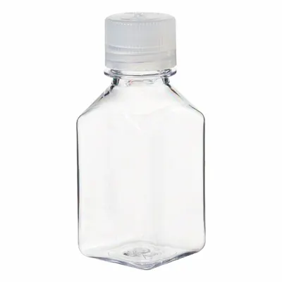 NALGENE Graduated Bottle: 250 mL, 8 fl oz, Polycarbonate, Colorless - Polycarbonate Rectangular Lab Bottles