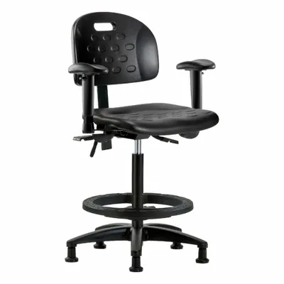OEM Ergonomic Chair: Polyurethane, Arms Included, Ht Range 24 1/4 in to 34 in - Polyurethane Lab Chairs