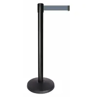 QUEUEWAY Barrier Post with Belt: Gray, No Pattern, No Legend, 10 ft Belt Lg, Black, 10 ft x 2 in (MPN QPLUS-33-B5)