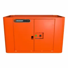 Add-on component for starter utility carts, featuring a double door lockable storage unit. Designed for use with compatible cart models to provide secure enclosed storage for tools and supplies.