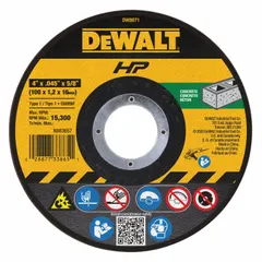 Type 1 cut-off wheel for cutting concrete and masonry. Silicon carbide construction with 60 grit (C60T series). Dimensions: 4" diameter, 0.045" thickness, 5/8" arbor. Used with angle grinders for cutting brick, block, stone, and other hard abrasive materials.