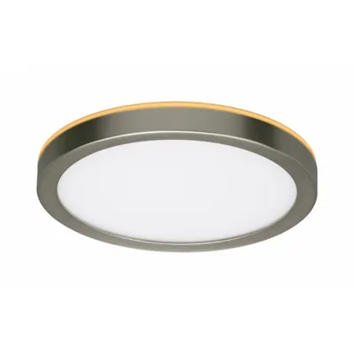 LED Flush Mount: 8 in Dia, Brushed Nickel, 2 1/2 in Ht, 800 lm, 3000K/4000K/5000K - Standard Round Surface-Mount Downlights