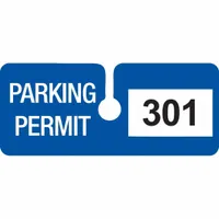 Parking Permit: Parking Permit, 4 3/4 in Overall Wd, Vinyl, Blue, 2 in Card Ht, 100 PK (MPN 96282)