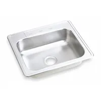 ELKAY Bowl Drop-In Sink: 25 in Overall Lg, 22 in Overall Wd, 8 in Bowl Dp, 21 in Bowl Lg, 1 Bowls (MPN DSE125223)