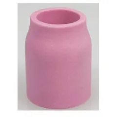 Gas lens nozzle made of alumina, size No. 8 standard. Used in TIG welding to improve shielding gas coverage and reduce turbulence. Suitable for welding stainless steel, aluminum, and other non-ferrous metals. Supplied in a pack of 10.