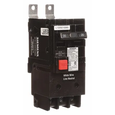 SIEMENS Miniature Circuit Breaker: 20 A Amps, 120/240V AC, 2 Poles - B Series, Bolt-On Siemens Miniature Circuit Breakers