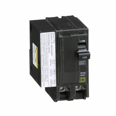 SQUARE D Miniature Circuit Breaker: 100 A, 120/240V AC, Single Phase, 10kA at 120/240V AC - QO Series, Plug-In Square D Miniature Circuit Breakers