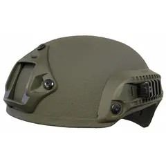 This Level IIIA combat helmet is constructed from aramid material and features a 1/2 in pad thickness. It is designed for ballistic protection against handgun rounds and fragmentation in tactical, law enforcement, and security applications. Fits hat size XL.