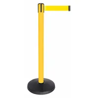 QUEUEWAY Barrier Post with Belt: Yellow, No Pattern, No Legend, 10 ft Belt Lg, Yellow, 10 ft x 2 in (MPN QPLUS-35-Y5)