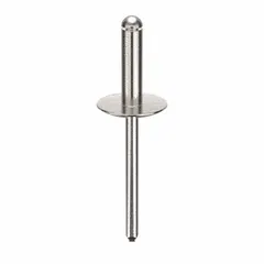 Inch-series blind rivet with 0.183 in diameter, 2 in overall length, and 43/64 in body length. Open end design with large flange for load distribution. Supplied in 250-piece pack. Used for fastening in metal fabrication, automotive assembly, and general manufacturing.
