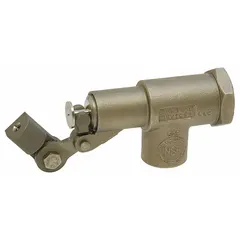 This float valve body from the R1350 series is designed for water media in horizontal piping applications. It features 3/4" FNPT inlet and outlet connections, an adjustable arm, and a flow rate of 52 gpm at 65 psi. Supplied without float and rod, it is suitable for automatic level control in tanks or reservoirs.