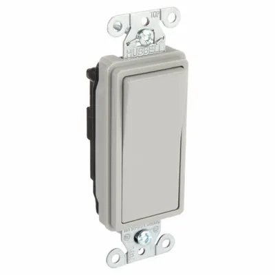 BRYANT Wall Switch: Rocker Switch, Single Pole, Maintained, Gray, 120/277V AC - Rocker Wall Switches