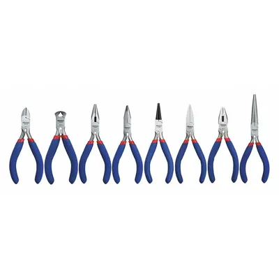 WESTWARD Plier Set: 8 Pliers, Std Cushion Grip, Manual, Pouch - General Purpose Assorted Pliers Sets