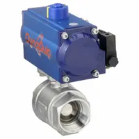 DYNAQUIP CONTROLS Pneumatically Actuated Two-Way Ball Valve: 2 in, Stainless Steel, FNPT x FNPT (MPN P2S28AJDA075A)