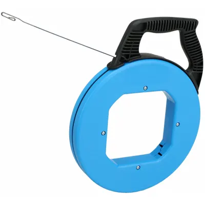 IDEAL Fish Tape: 60 ft Lg, Manual Wind Tape Retraction, Flat Tape Shape - Steel Fish Tapes