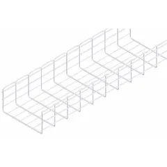 This straight section wire mesh tray is fabricated from steel with a zinc-plated finish. It measures 6 inches in height and 10 feet in length, with a weight of 155 lb. The open mesh design supports and routes electrical cables in commercial and industrial installations, promoting airflow and simplifying cable management.