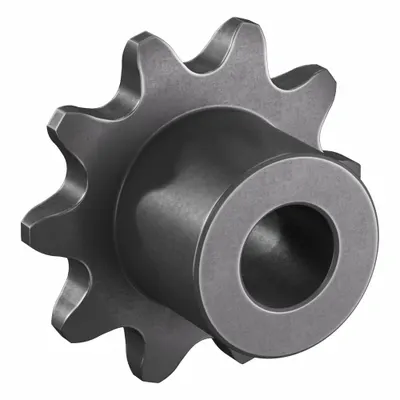 TSUBAKI Sprocket: One-Sided Hub, For Single Strands, 25, 10 Teeth, 0.809 in Pitch Dia - Size 25 Plain-Bore Roller Chain Sprockets
