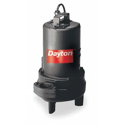 Dayton Sewage Ejector Pump: Three Phase, 1 hp, 460V AC, 175 gpm Flow Rate @ 10' of Head - General Purpose Sewage Ejector Pumps