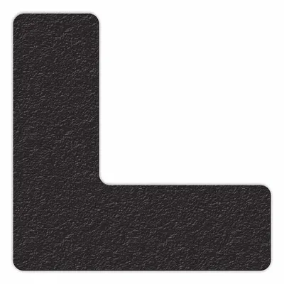 INCOM MANUFACTURING Floor Marking Tape: L, Solid, Black, No Legend, 6 in x 6 in, 0.58 mil Tape Thick - L-Shaped Floor Marking Tape