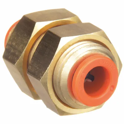 SMC Push-Fit Union Fitting: 3/16 in OD x 3/16 in OD Size, Push-to-Connect x Push-to-Connect - Polybutylene & Brass Tube Fittings