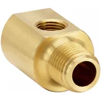 This 90° threaded pipe elbow is designed for high-pressure applications up to 1,200 psi. It connects and redirects fluid flow in industrial piping systems, such as hydraulic or pneumatic lines. The fitting has a 1/8 in x 1/4 in size and a length of 1 1/2 in