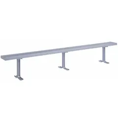 This aluminum bench with a gray anodized finish is designed for use in locker rooms, changing areas, and other environments where moisture and chemical exposure are present. The anodized coating provides corrosion resistance suitable for industrial settings.