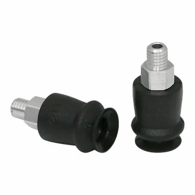 SCHMALZ Vacuum Pad Assembly: 1.5 Folds, M5, 13 mm Pad Dia, NBR, 55 A, Black - Bellows Type Electronics Industry Vacuum Pad Assemblies