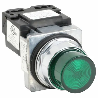 Siemens Pilot Light: 30 mm Panel Mounting Size, Green, Incandescent - Incandescent Pilot-Lights