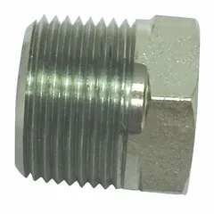 Stainless steel hydraulic hose plug with 1 in fitting size and 1"-11-1/2 thread, rated for 5,400 psi maximum working pressure at 70 °F. Used to seal open hose ends in high-pressure hydraulic systems, preventing fluid leaks and contamination in industrial machinery, mobile equipment, and hydraulic power units.