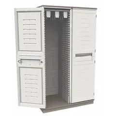 This antimicrobial plastic cabinet is designed for organized storage of catheters in medical environments. It features 2 locking doors and 2 adjustable shelves, with dimensions of 41 1/4 in x 23 3/8 in x 72 1/2 in. The antimicrobial construction helps reduce contamination risk.