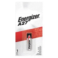 This ENERGIZER A27 alkaline battery delivers 12V DC with a 27 mAh capacity. It is suited for powering compact electronic devices such as remote controls, keyless entry systems, medical instruments, and small sensors that require a stable voltage source in a small form factor