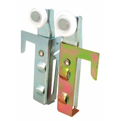 This hanging door roller is designed for sliding door applications, serving as a replacement component for maintenance or repair. It measures 3 3/4 inches in width and supports doors up to 40 lb.