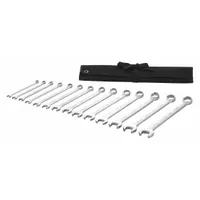WESTWARD Combination Wrench Set: Alloy Steel, Satin, 14 Tools, 6 mm to 19 mm Range of Head Sizes (MPN 54DG03)