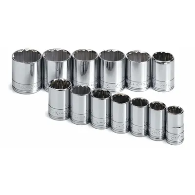 SK PROFESSIONAL TOOLS Socket Set: 1/2 in Drive, 13 Piece, 12-Point, Metric - SAE & Metric Socket Sets