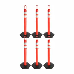Portable delineator kit with a 4-inch diameter orange looper-top post, 47 1/2-inch overall height, and weighted base. Includes 40 feet of 2-inch plastic chain. Total weight 135 lb. Used for temporary traffic control in construction zones, road work, and event management.