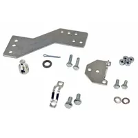 This cable connection kit is designed for use with PTO (power take-off) cables on vehicles and equipment. It provides a mechanical link for engaging auxiliary systems. The kit includes components finished in silver. Dimensions: 5/16 in length, 1/4 in width