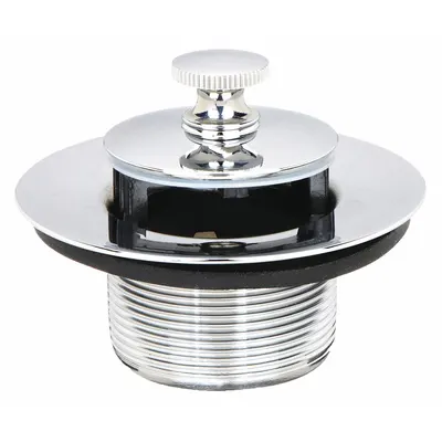 KISSLER Drain Stopper: Brass, Plastic, 1 5/8 in Overall Dia, Lift and Turn - Bathtub Drain Stoppers