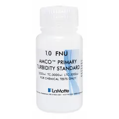 Lab-grade turbidity calibration standard with a concentration of 1 FNU in a 60 mL volume. Used for calibrating turbidity measurement instruments in water quality testing applications.