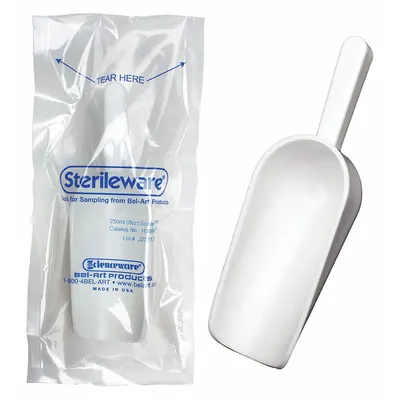 OEM Scoop: Sterile, Polystyrene, 250 mL Capacity - mL, 8 1/2 fl oz Capacity - oz - Polystyrene Lab Scoops & Spoons