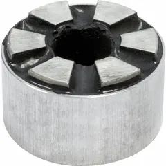Encased cylindrical alnico magnet with 0.78 in thickness and 1 3/8 in outside diameter. Provides a maximum pull force of 12 lbf. Used for holding, positioning, and lifting ferrous parts in industrial automation, assembly fixtures, and magnetic separation.
