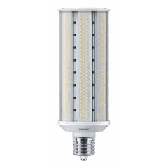 This LED lamp features a Mogul Screw (EX39) base and operates at 60 watts with a 4000K color temperature. It accepts input voltages from 100 to 277V and is shatter-resistant. Suitable for use in industrial wall-pack fixtures and other high-output applications requiring impact protection.